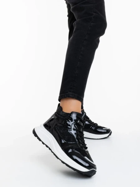 Pantofi sport dama negri din material textil si material sintetic Varava