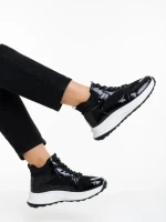 Pantofi sport dama negri din material textil si material sintetic Varava