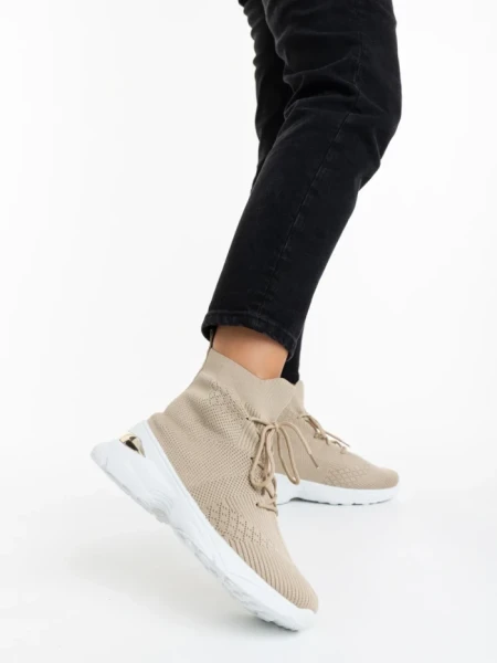 Pantofi sport dama bej din material textil Mariposa