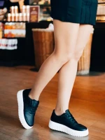 Pantofi sport dama negri din piele ecologica Diara