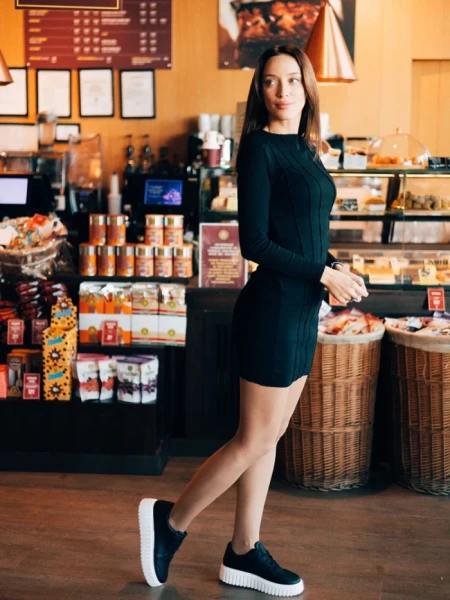 Pantofi sport dama negri din piele ecologica Diara