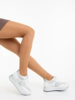 Pantofi sport dama albi din piele ecologica si material textil Ylumi