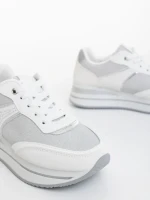 Pantofi sport dama albi din piele ecologica si material textil Ylumi