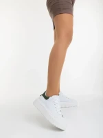 Pantofi sport dama albi cu verde din piele ecologica Yarada