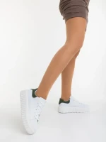 Pantofi sport dama albi cu verde din piele ecologica Yarada