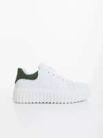 Pantofi sport dama albi cu verde din piele ecologica Yarada