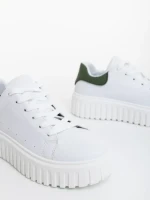 Pantofi sport dama albi cu verde din piele ecologica Yarada