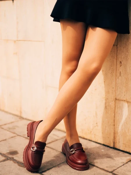 Mocasini dama grena din piele ecologica Valara