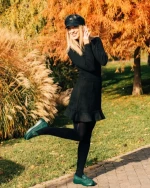 Mocasini dama verzi din material textil Mirumia