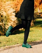 Mocasini dama verzi din material textil Mirumia