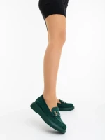 Mocasini dama verzi din material textil Mirumia