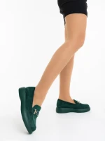 Mocasini dama verzi din material textil Mirumia