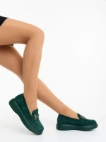 Mocasini dama verzi din material textil Mirumia