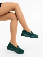 Mocasini dama verzi din material textil Mirumia