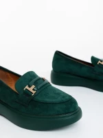 Mocasini dama verzi din material textil Mirumia