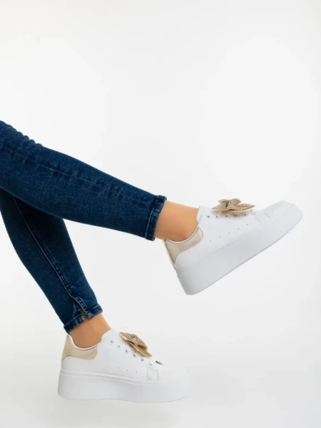 Pantofi sport dama aurii din piele ecologica Zenara