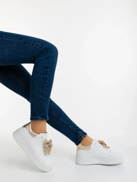 Pantofi sport dama aurii din piele ecologica Zenara