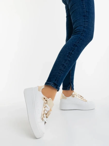 Pantofi sport dama aurii din piele ecologica Amazera