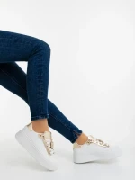 Pantofi sport dama aurii din piele ecologica Amazera