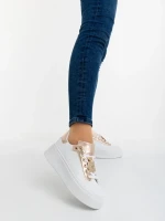 Pantofi sport dama sampanie din piele ecologica Amazera