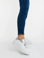 Pantofi sport dama argintii din piele ecologica Amazera