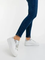 Pantofi sport dama argintii din piele ecologica Amazera