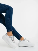 Pantofi sport dama argintii din piele ecologica Amazera
