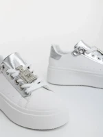 Pantofi sport dama argintii din piele ecologica Amazera