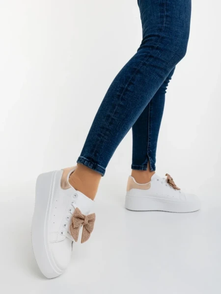 Pantofi sport dama sampanie din piele ecologica Zenara