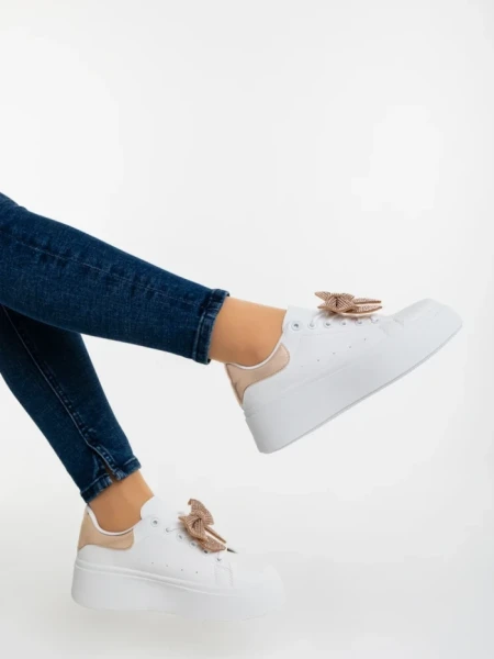 Pantofi sport dama sampanie din piele ecologica Zenara