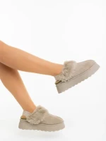 Papuci dama bej din material textil Azerin