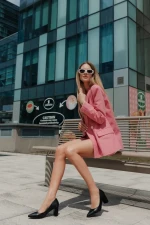 Pantofi dama cu toc negri din piele ecologica Pictoria