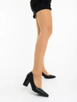 Pantofi dama cu toc negri din piele ecologica Pictoria