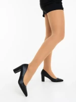 Pantofi dama cu toc negri din piele ecologica Pictoria