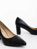 Pantofi dama cu toc negri din piele ecologica Pictoria