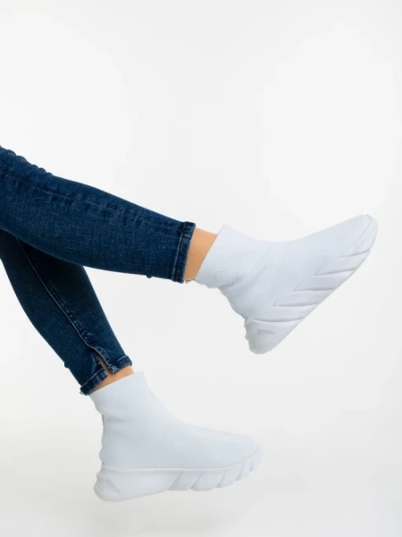 Pantofi sport dama albi din material textil Razara