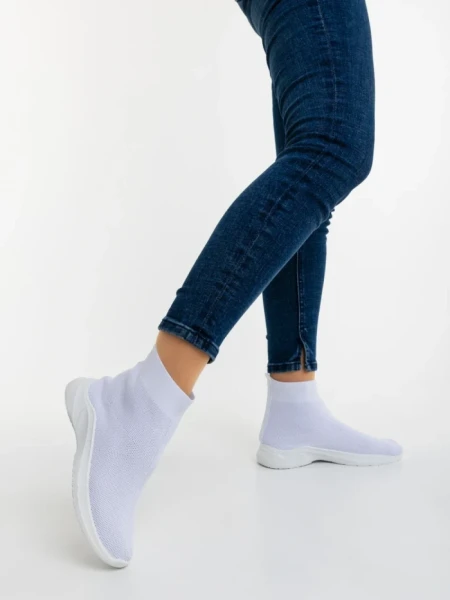 Pantofi sport dama albi din material textil Demaria