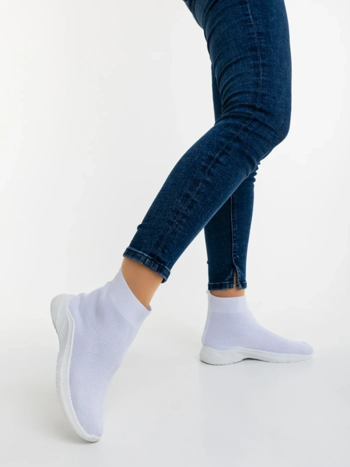 Pantofi sport dama albi din material textil Demaria
