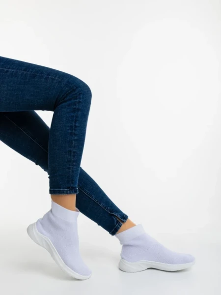 Pantofi sport dama albi din material textil Demaria