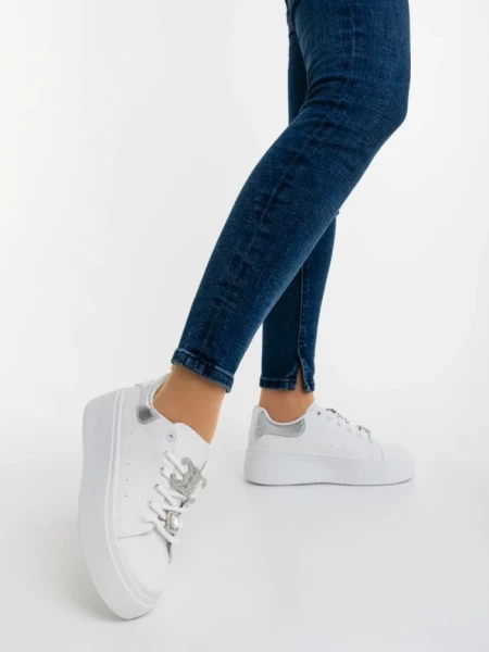 Pantofi sport dama argintii din piele ecologica Lorimar