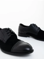 Pantofi barbati negri din piele ecologica si material textil Braylon