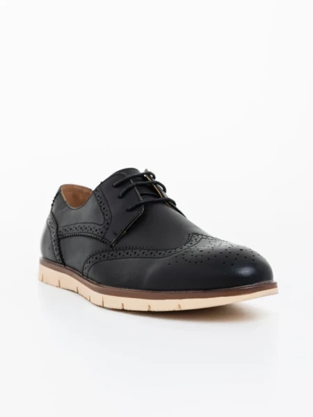 Pantofi barbati negri din piele ecologica Stefano