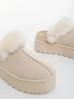 Papuci dama bej deschis din material textil Temaria