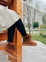 Cizme dama camel din material textil Ezera