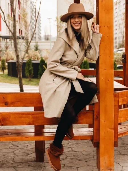 Cizme dama camel din material textil Ezera