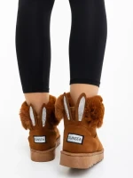 Cizme dama camel din material textil Ezera