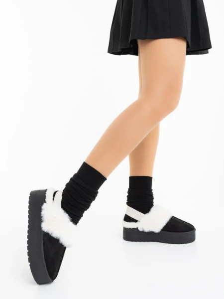 Papuci dama negri din material textil Delisia