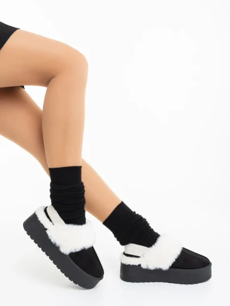 Papuci dama negri din material textil Delisia
