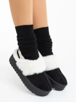 Papuci dama negri din material textil Delisia