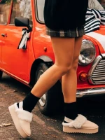 Papuci dama bej deschis din material textil Delisia